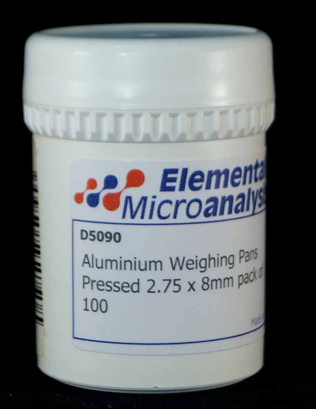 Aluminium Weighing Pans Pressed 2.75 x 8mm pack of 100